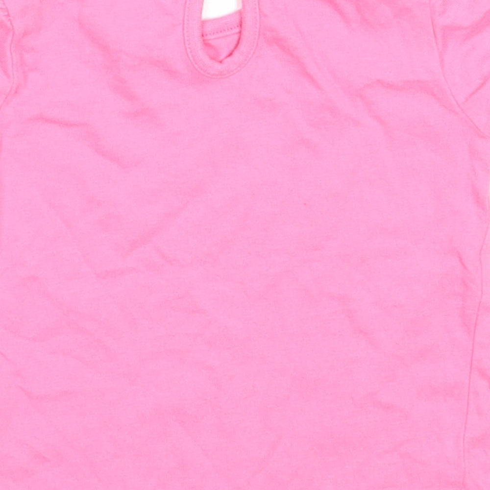 F&F Girls Pink  Cotton Basic T-Shirt Size 0-3 Months Round Neck
