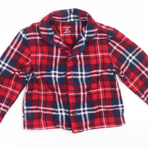 Primark Boys Red Check Cotton Basic Button-Up Size 6-9 Months Collared