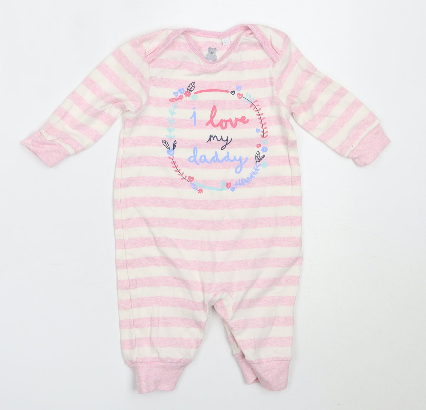 Blue Zoo Girls Pink Striped Cotton Babygrow One-Piece Size 3-6 Months