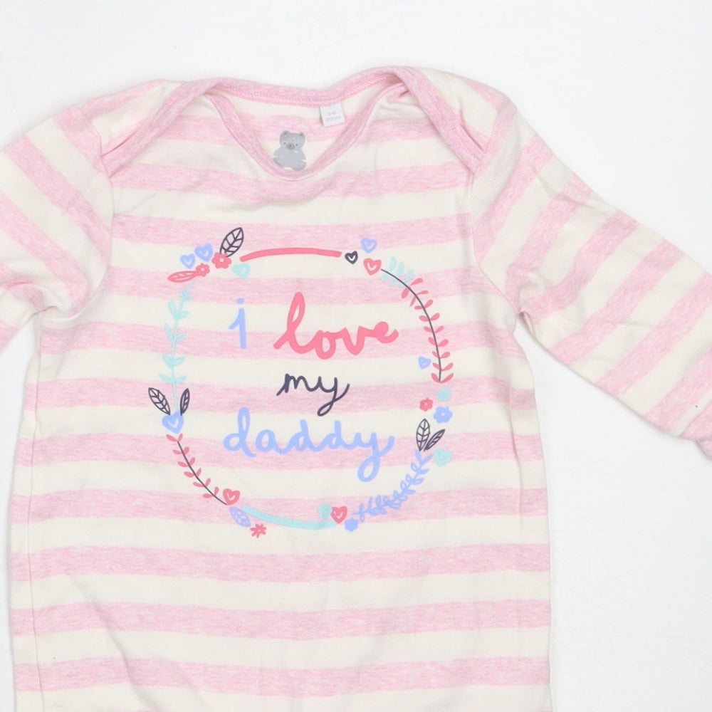 Blue Zoo Girls Pink Striped Cotton Babygrow One-Piece Size 3-6 Months