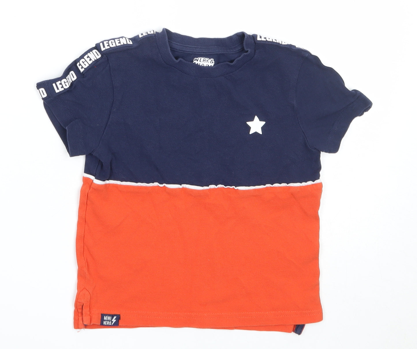F&F Boys Blue  Cotton Basic T-Shirt Size 4-5 Years Round Neck