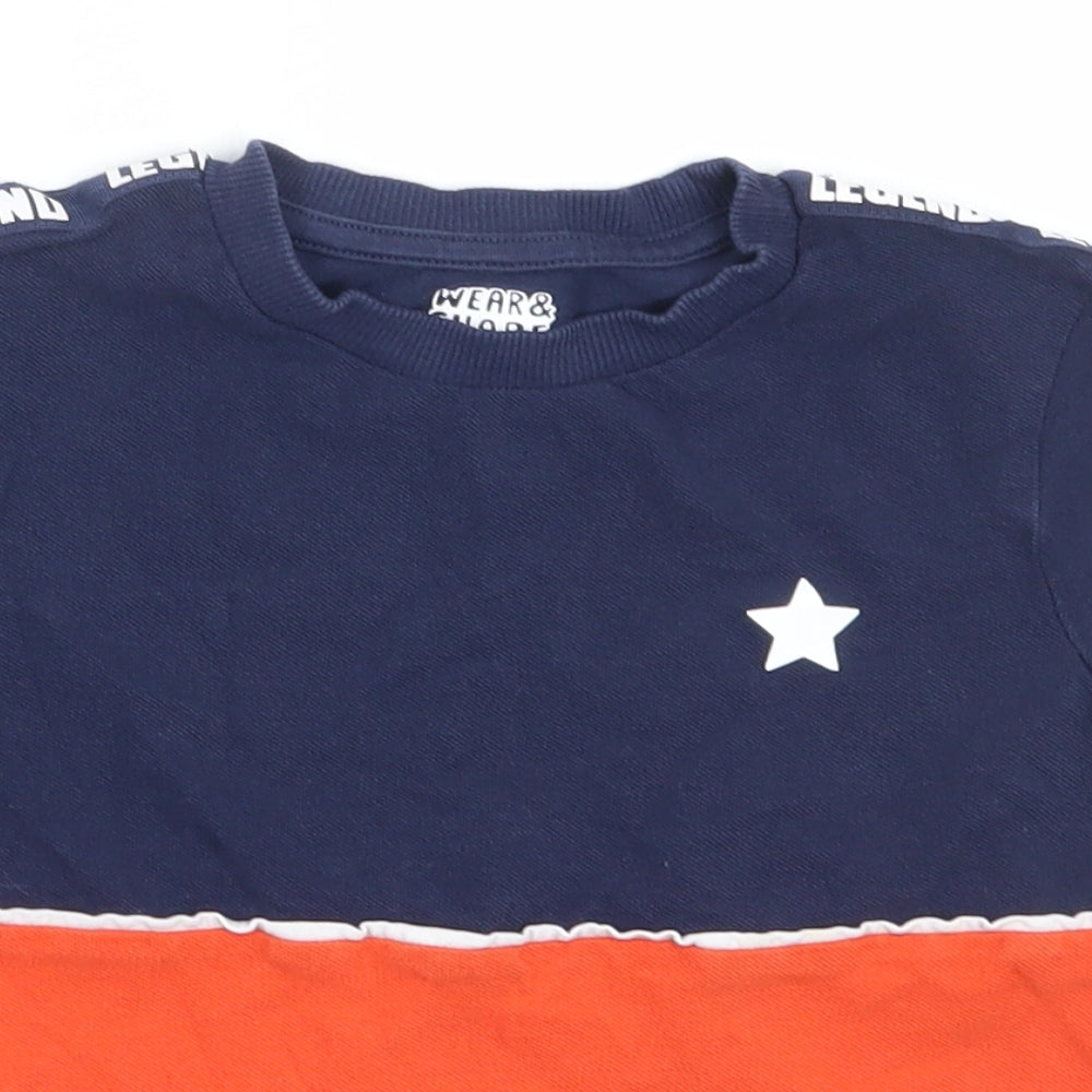 F&F Boys Blue  Cotton Basic T-Shirt Size 4-5 Years Round Neck