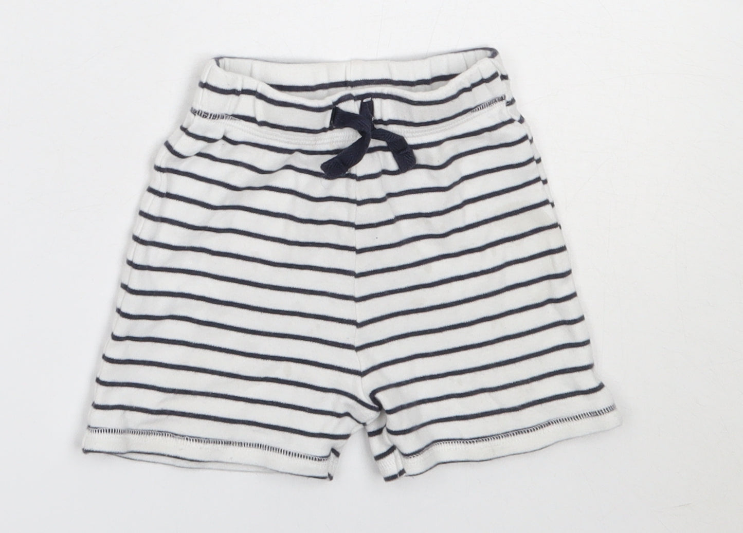 George Boys White Striped Cotton Cropped Trousers Size 9-12 Months