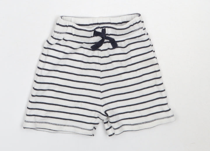 George Boys White Striped Cotton Cropped Trousers Size 9-12 Months