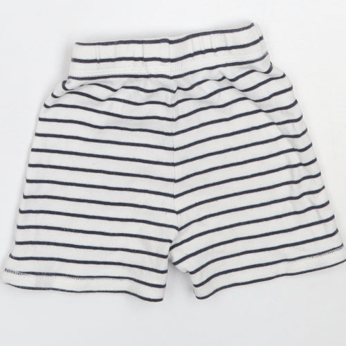 George Boys White Striped Cotton Cropped Trousers Size 9-12 Months