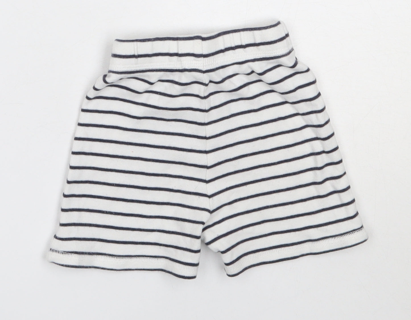 George Boys White Striped Cotton Cropped Trousers Size 9-12 Months