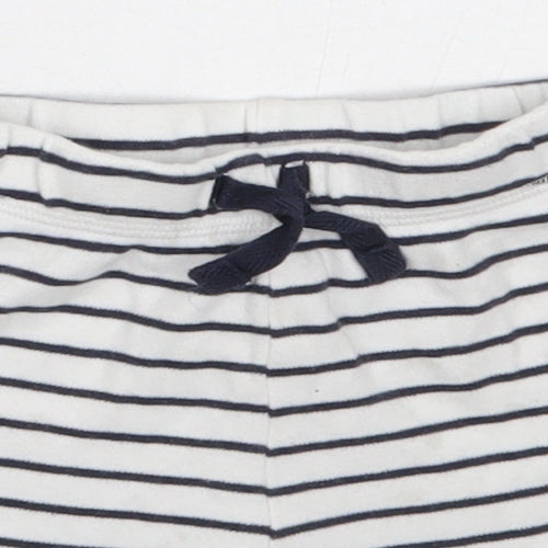 George Boys White Striped Cotton Cropped Trousers Size 9-12 Months