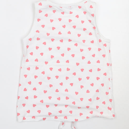 George Girls White  Cotton Basic Tank Size 10-11 Years Round Neck