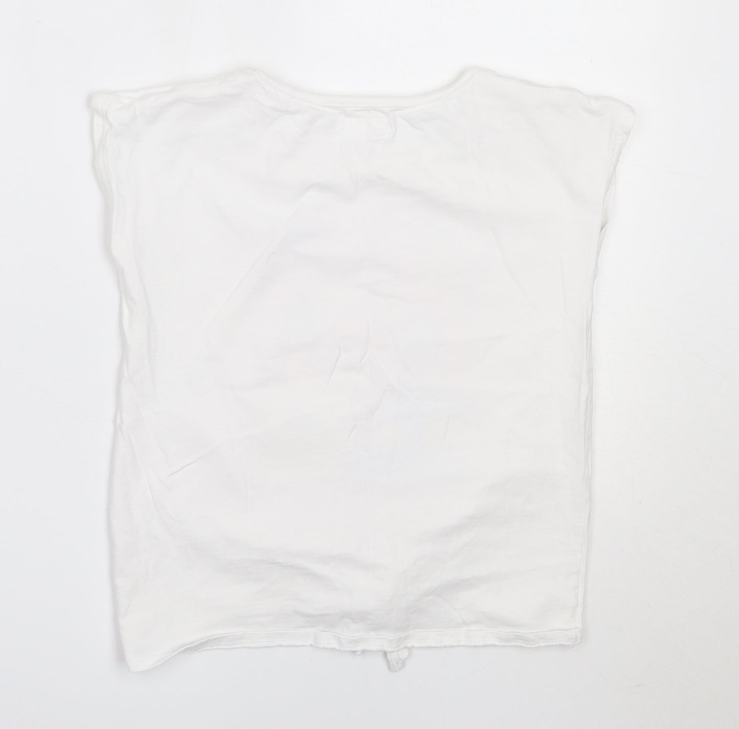 TU Girls White  Cotton Basic T-Shirt Size 9 Years Round Neck  - beach