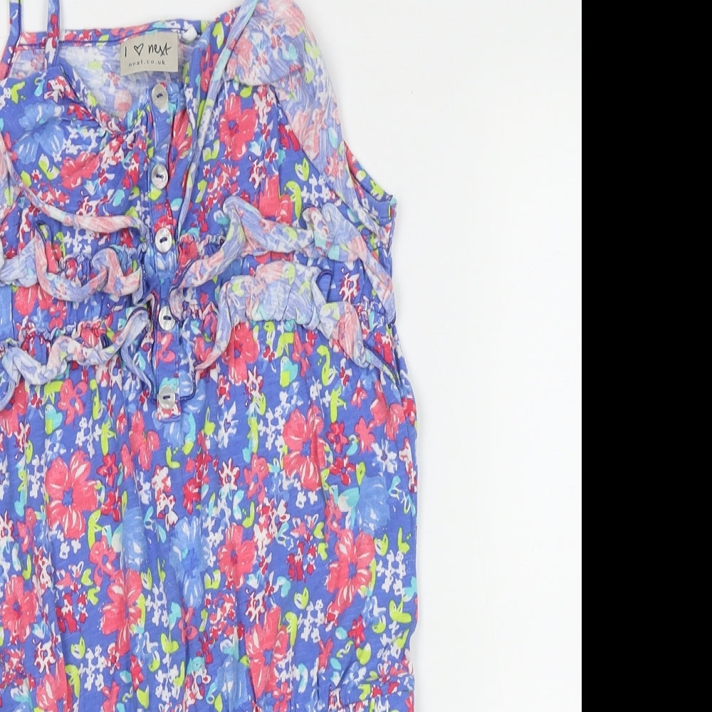 NEXT Girls Multicoloured Floral Cotton A-Line  Size 11 Years  Square Neck Pullover