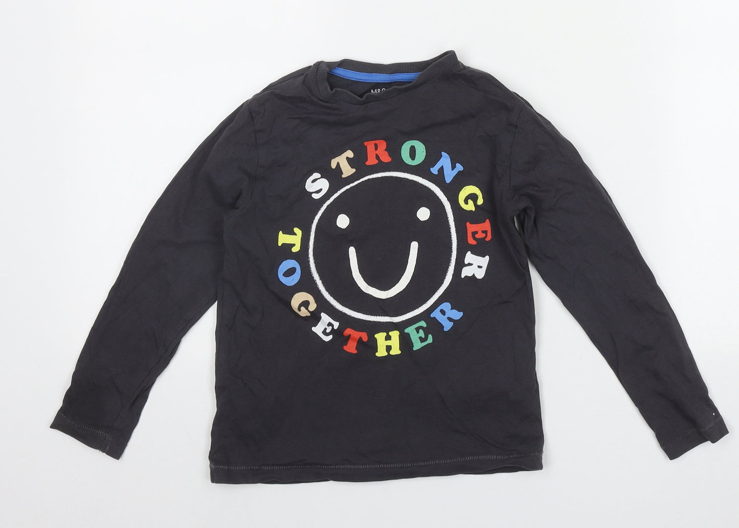 Marks and Spencer Boys Grey  Cotton   Size 6-7 Years  Pullover - Stronger Together