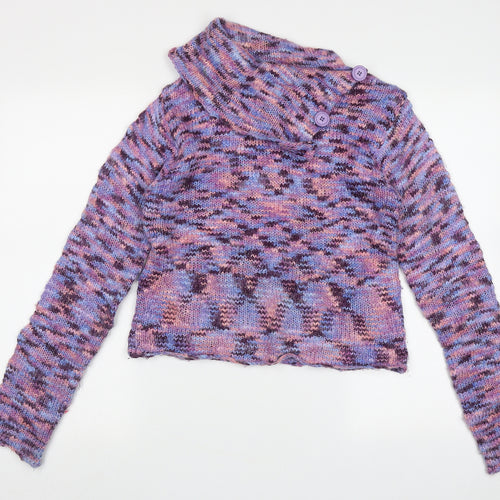 George Girls Purple Roll Neck Geometric Acrylic Pullover Jumper Size 13-14 Years  Pullover
