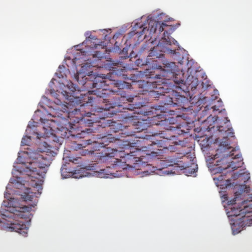 George Girls Purple Roll Neck Geometric Acrylic Pullover Jumper Size 13-14 Years  Pullover