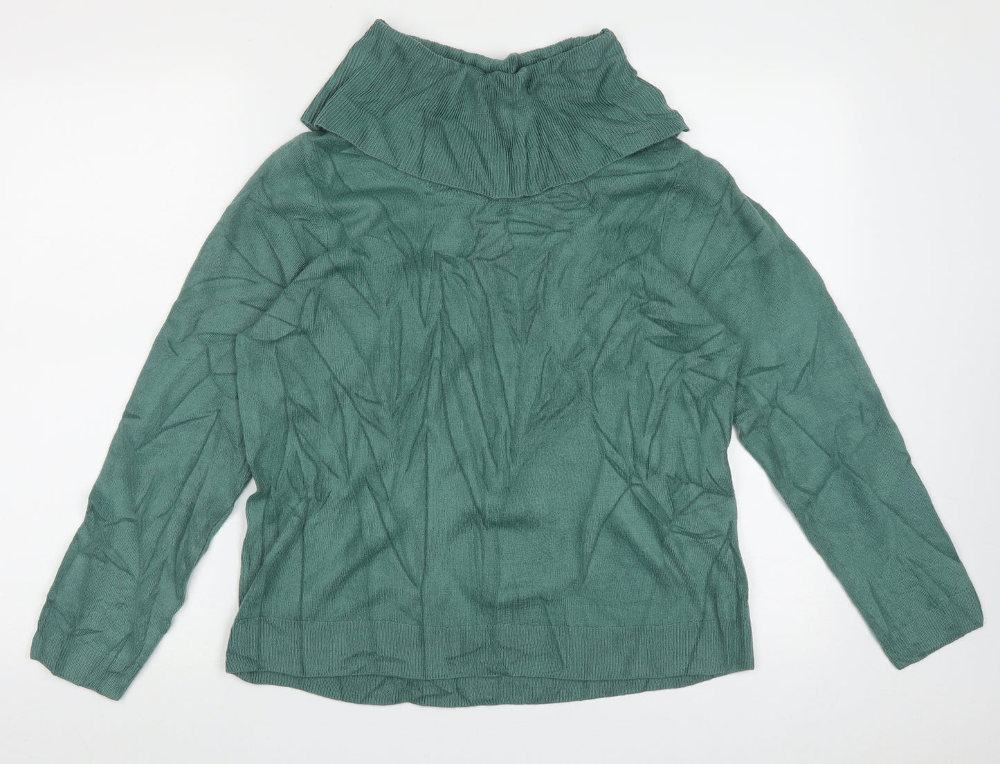 Marks and Spencer Womens Green Roll Neck  Acrylic Pullover Jumper Size 14