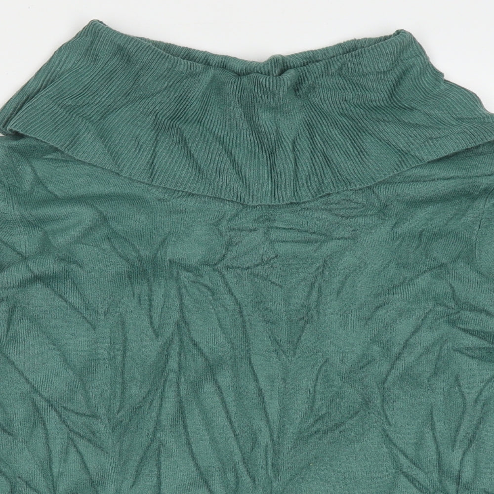 Marks and Spencer Womens Green Roll Neck  Acrylic Pullover Jumper Size 14