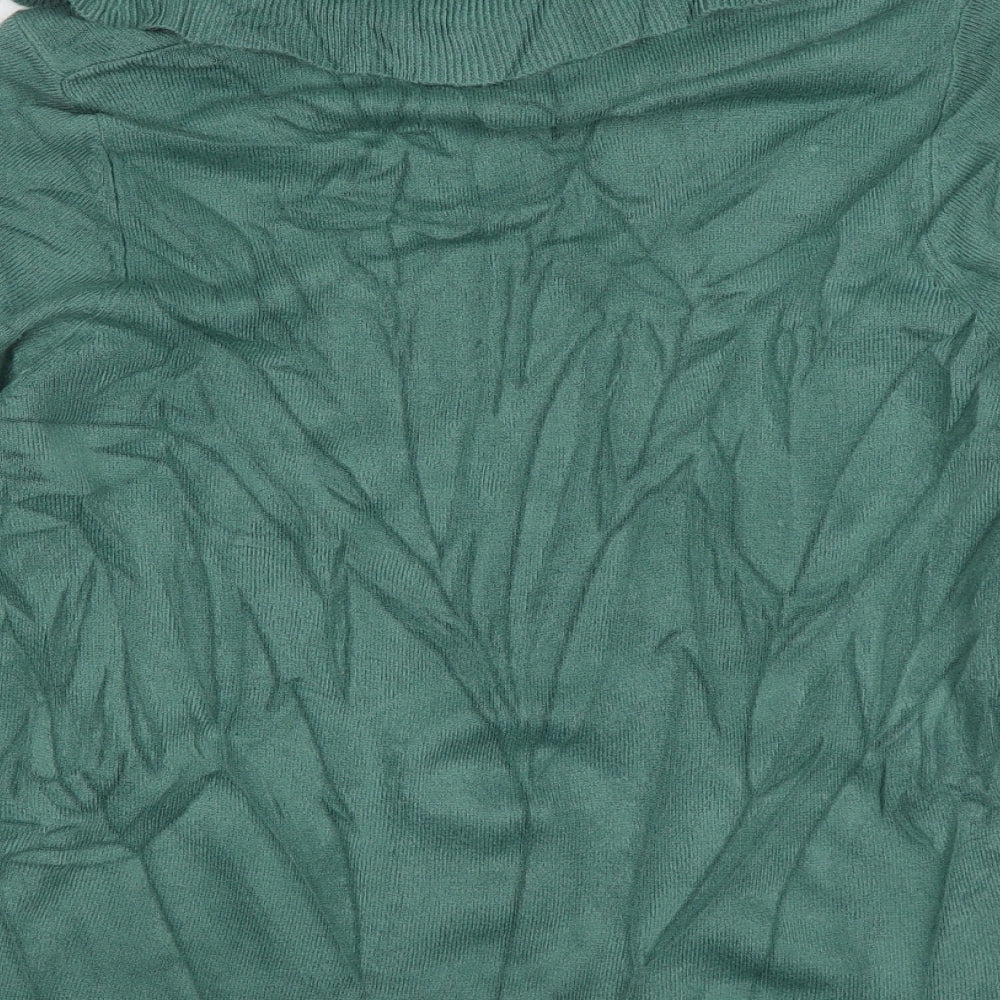 Marks and Spencer Womens Green Roll Neck  Acrylic Pullover Jumper Size 14