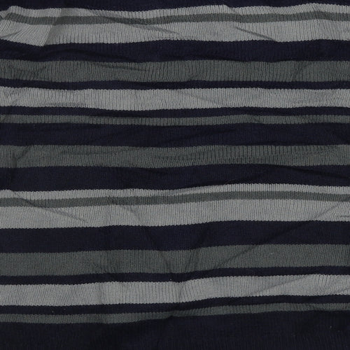 Kensington Mens Blue V-Neck Striped Acrylic Pullover Jumper Size XL