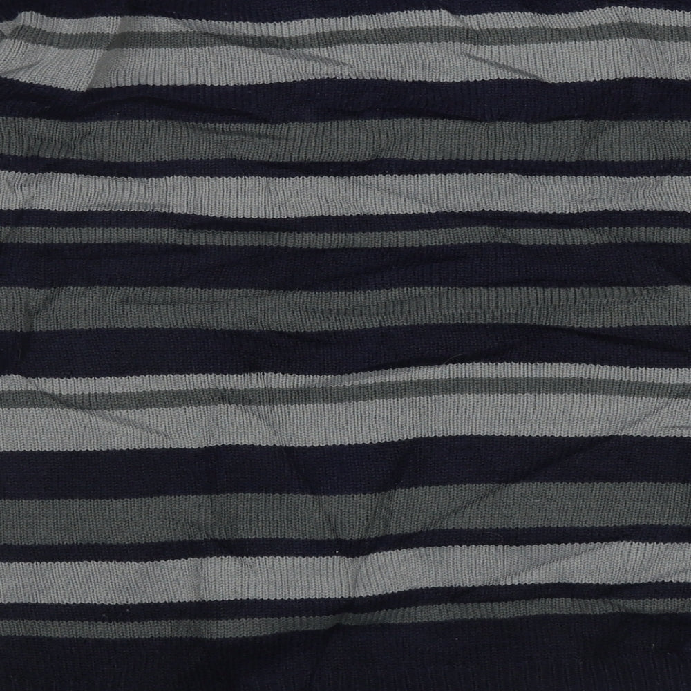 Kensington Mens Blue V-Neck Striped Acrylic Pullover Jumper Size XL