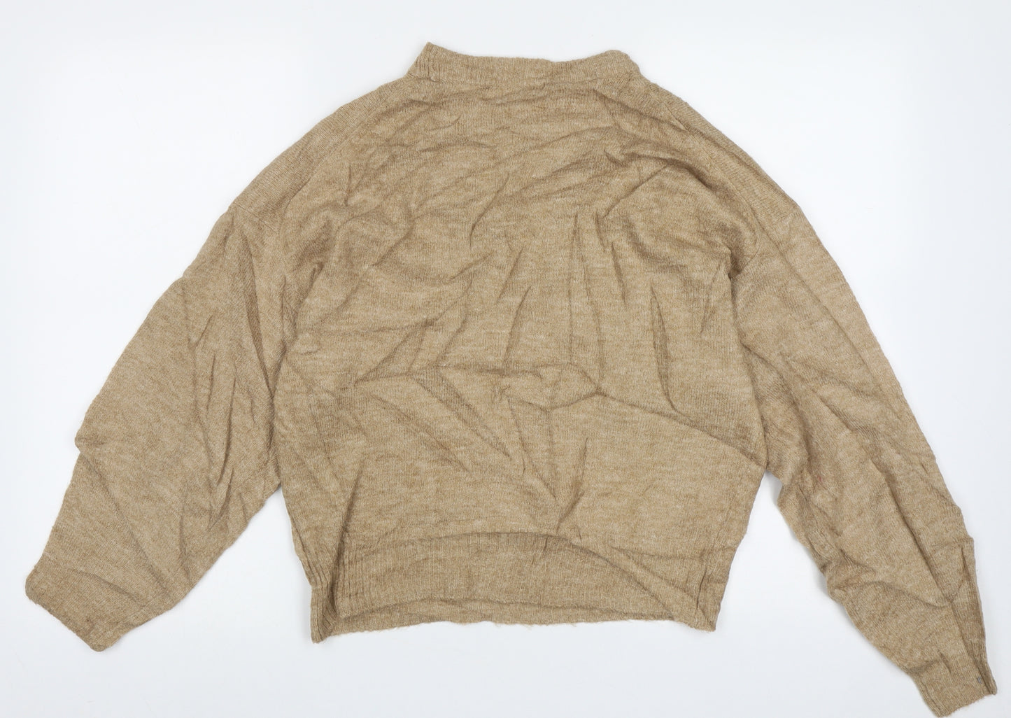 H&M Womens Brown Crew Neck Fair Isle Acrylic Pullover Jumper Size S
