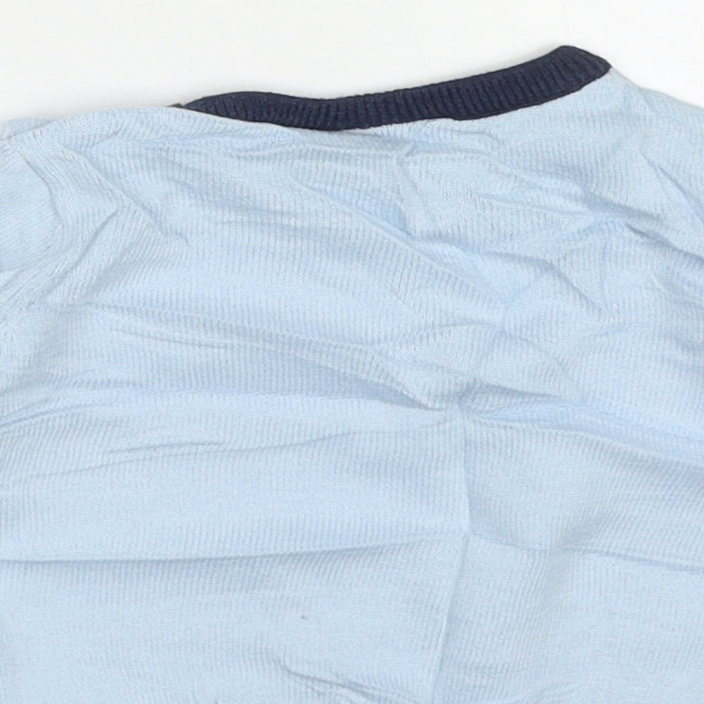 The Little White Company Boys Blue  Cotton Pullover Jumper Size 3-6 Months  Button