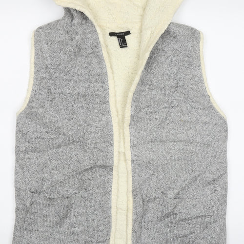 FOREVER 21 Womens Grey V-Neck  Acrylic Cardigan Jumper Size S