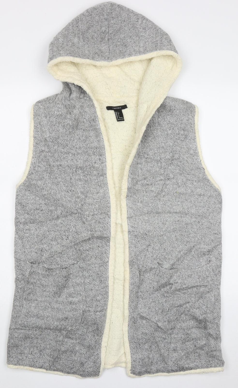 FOREVER 21 Womens Grey V-Neck  Acrylic Cardigan Jumper Size S