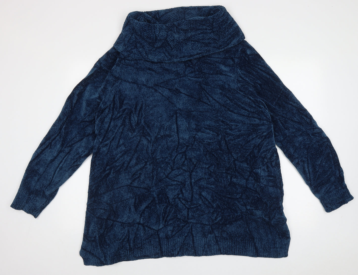 Lands' End Womens Blue Roll Neck  Polyester Pullover Jumper Size 26