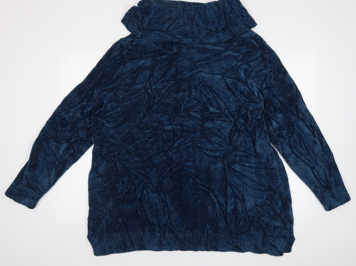 Lands' End Womens Blue Roll Neck  Polyester Pullover Jumper Size 26