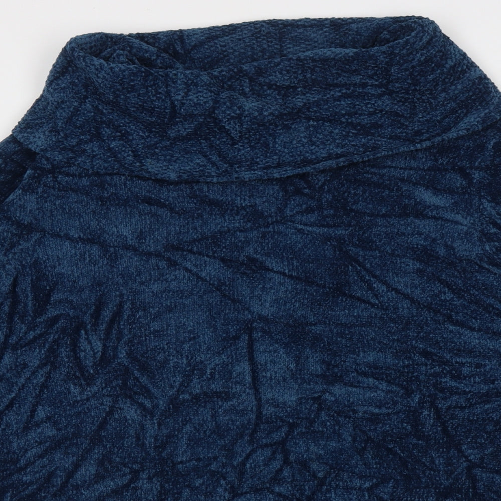 Lands' End Womens Blue Roll Neck  Polyester Pullover Jumper Size 26