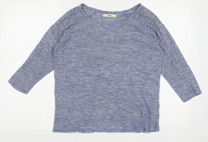 Oasis Womens Blue Boat Neck Polyester Pullover Jumper Size S