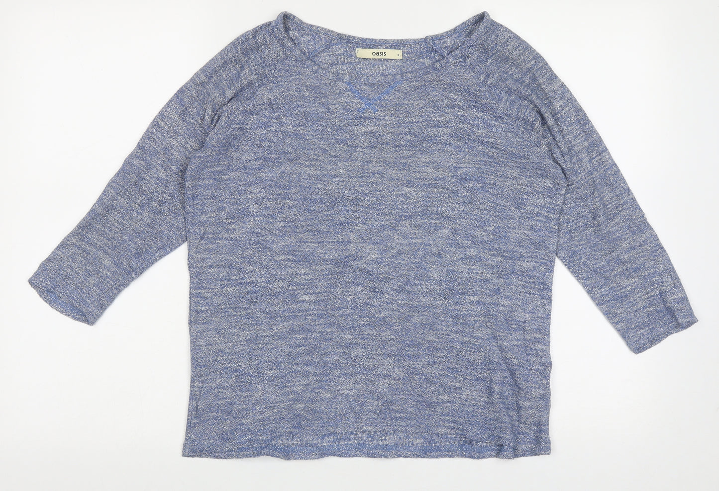 Oasis Womens Blue Boat Neck  Polyester Pullover Jumper Size S