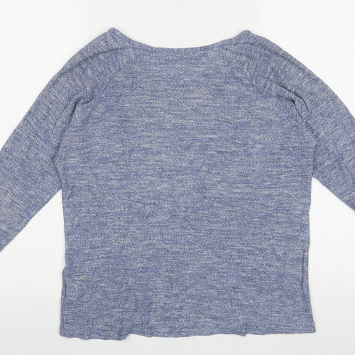 Oasis Womens Blue Boat Neck  Polyester Pullover Jumper Size S
