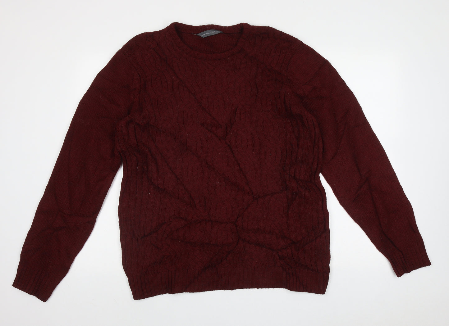 Cedar Wood State Mens Red Crew Neck Geometric Acrylic Pullover Jumper Size XL