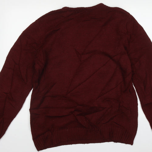 Cedar Wood State Mens Red Crew Neck Geometric Acrylic Pullover Jumper Size XL