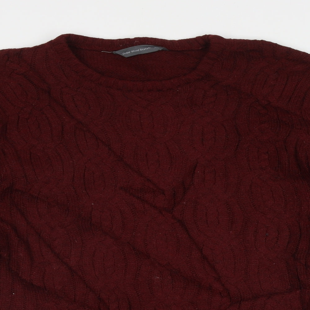 Cedar Wood State Mens Red Crew Neck Geometric Acrylic Pullover Jumper Size XL