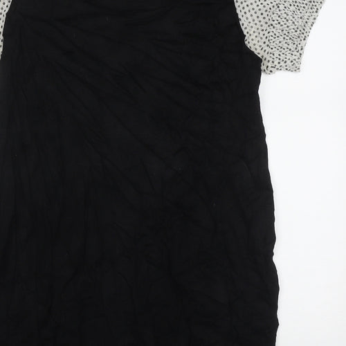 Mams & papas Womens Black Polka Dot Viscose Bodycon  Size 10  Collared Pullover