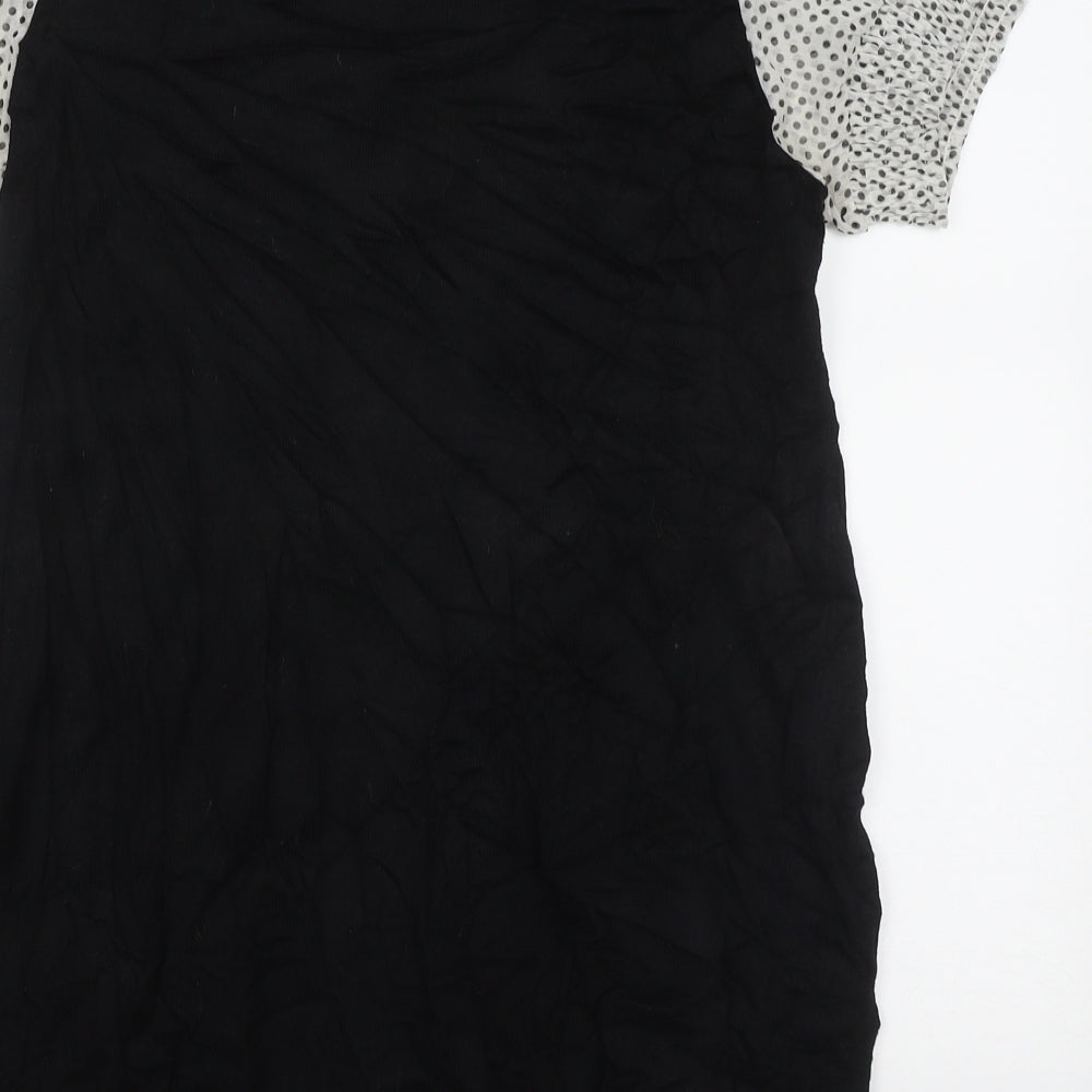 Mams & papas Womens Black Polka Dot Viscose Bodycon  Size 10  Collared Pullover