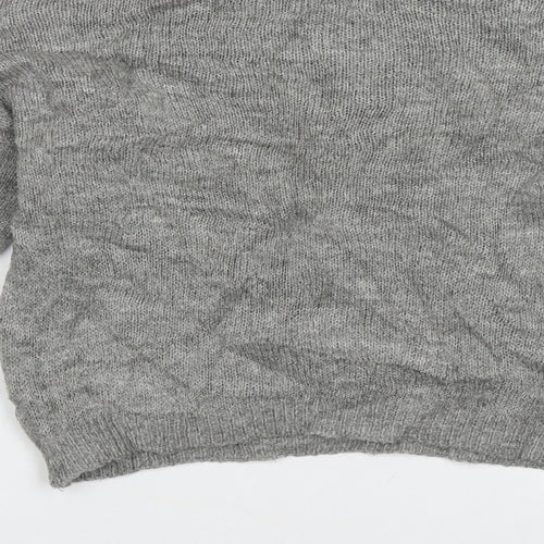 Primark Womens Grey Crew Neck Striped Acrylic Pullover Jumper Size 8