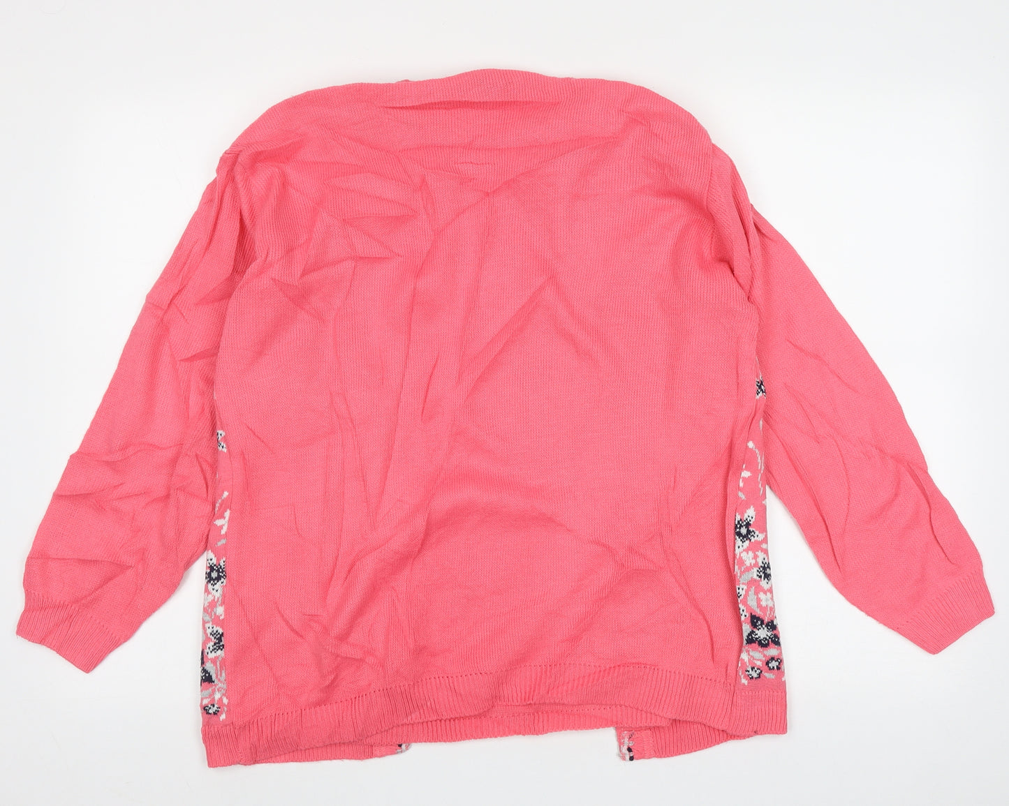 Envy Womens Pink Scoop Neck Floral Acrylic Pullover Jumper Size M