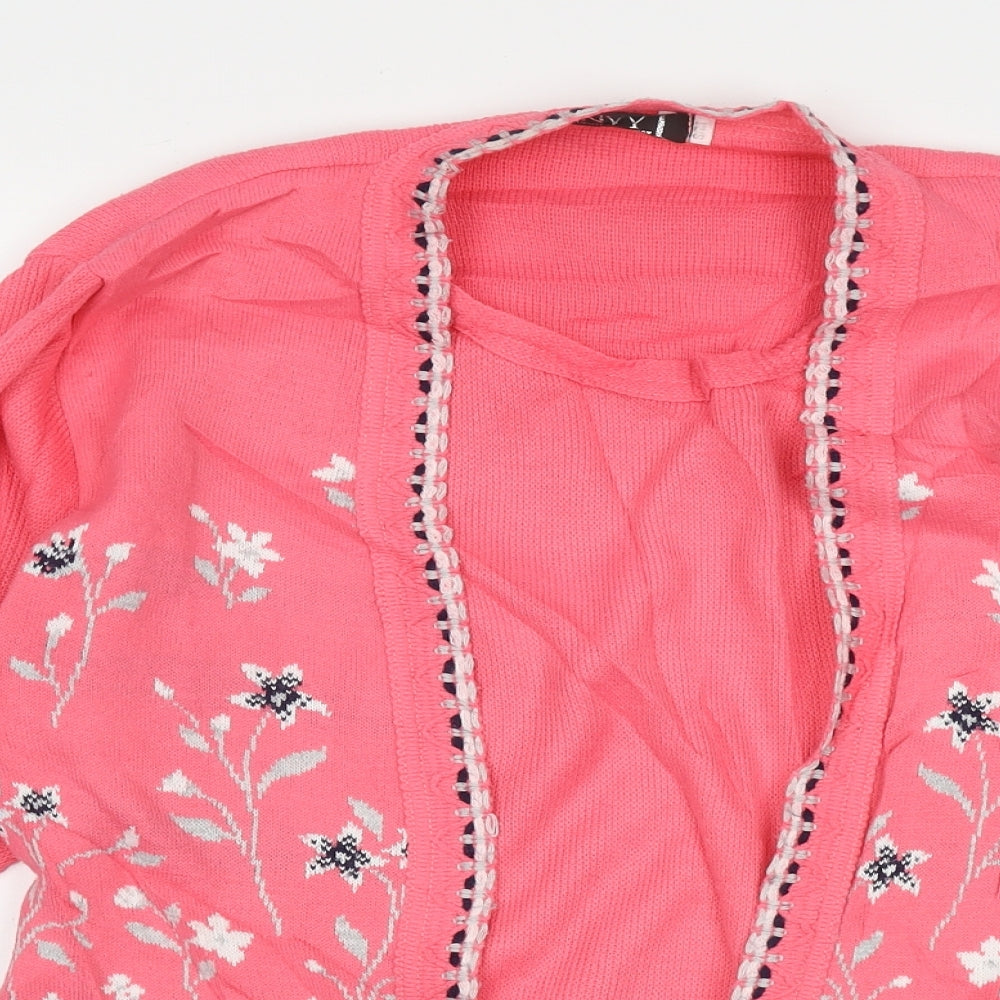 Envy Womens Pink Scoop Neck Floral Acrylic Pullover Jumper Size M