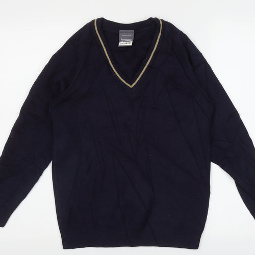 Rowlinson Courtelle Mens Blue V-Neck  Acrylic Pullover Jumper Size S