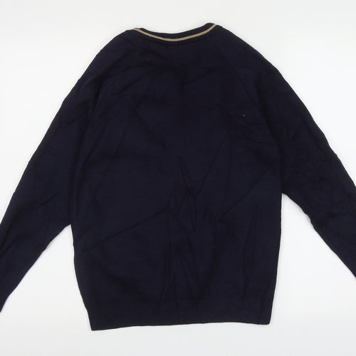 Rowlinson Courtelle Mens Blue V-Neck  Acrylic Pullover Jumper Size S