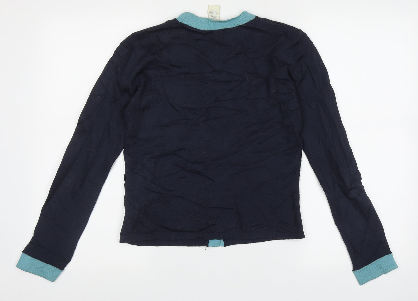 Mango Womens Blue V-Neck  Acrylic Cardigan Jumper Size S