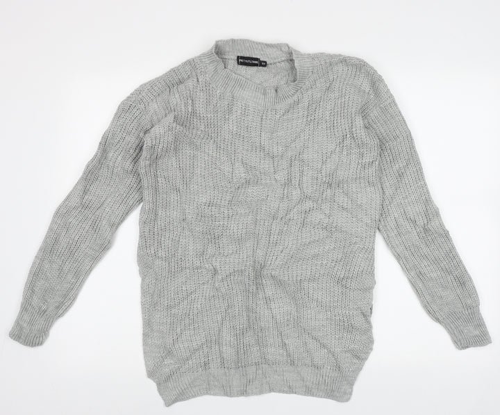 PRETTYLITTLETHING Womens Grey Cowl Neck Acrylic Pullover Jumper Size M