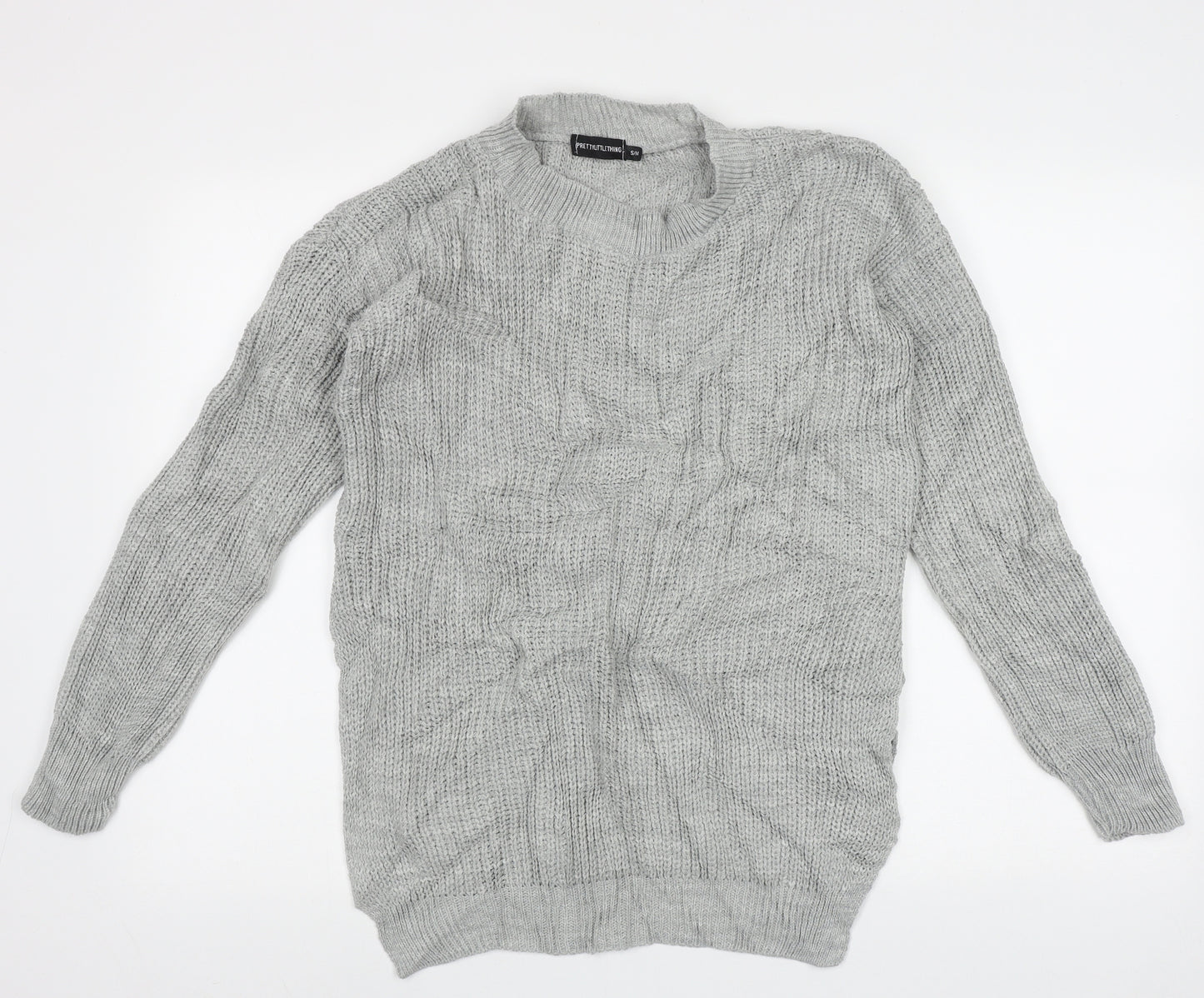PRETTYLITTLETHING Womens Grey Cowl Neck  Acrylic Pullover Jumper Size M