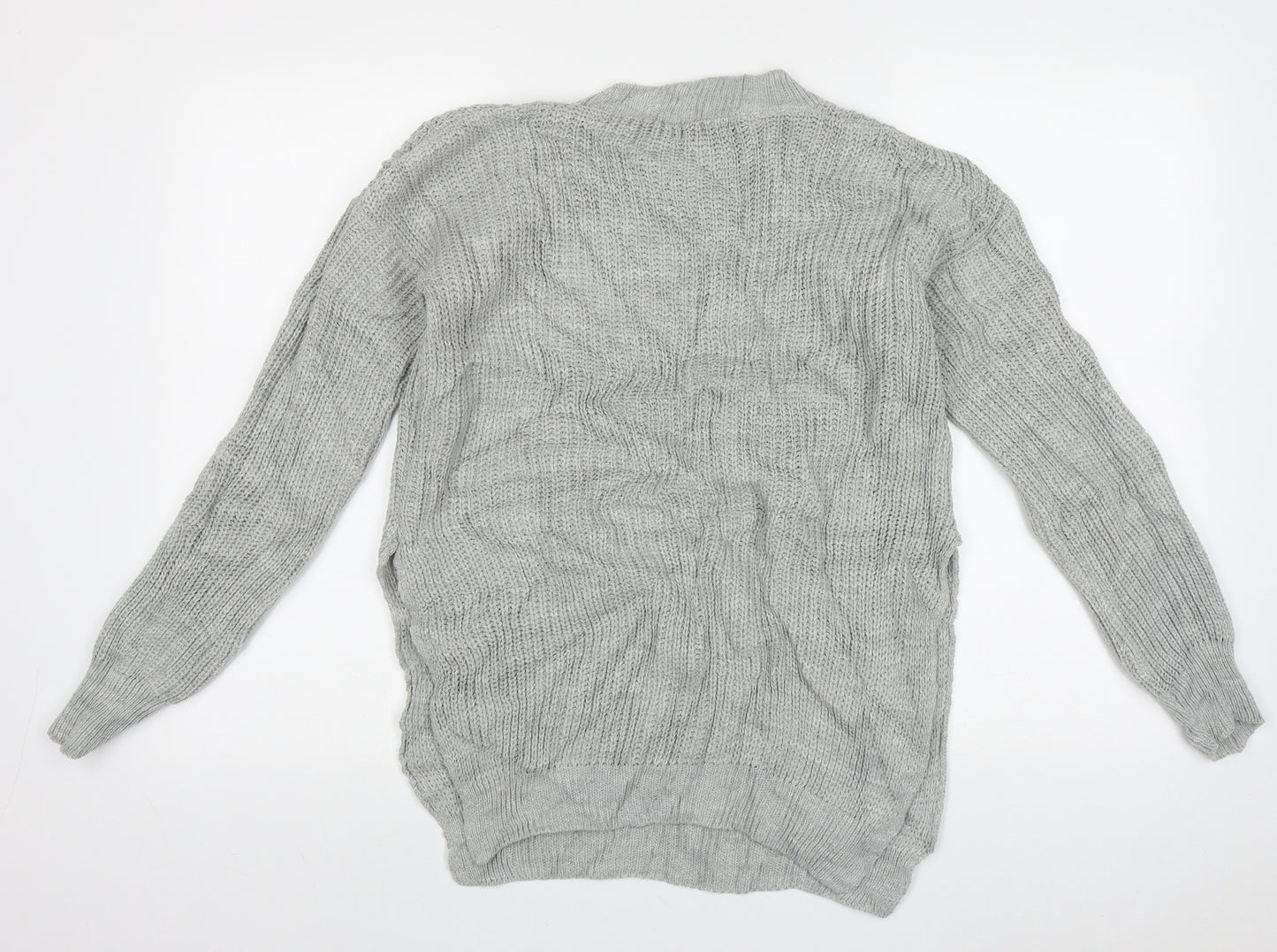 PRETTYLITTLETHING Womens Grey Cowl Neck  Acrylic Pullover Jumper Size M
