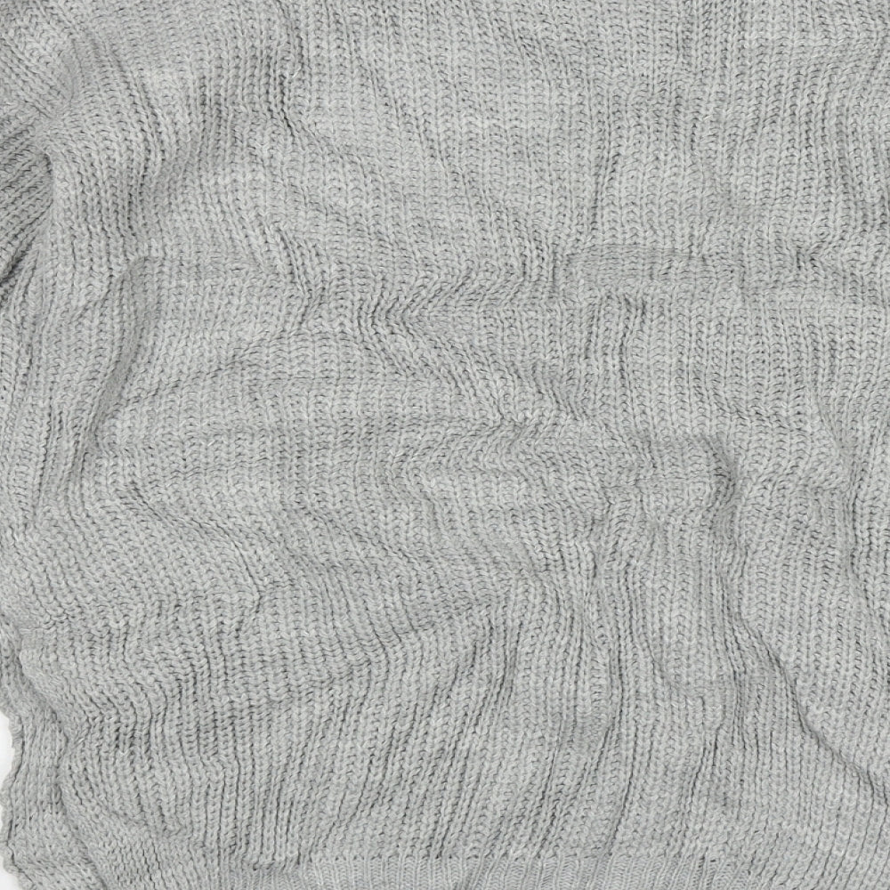 PRETTYLITTLETHING Womens Grey Cowl Neck  Acrylic Pullover Jumper Size M