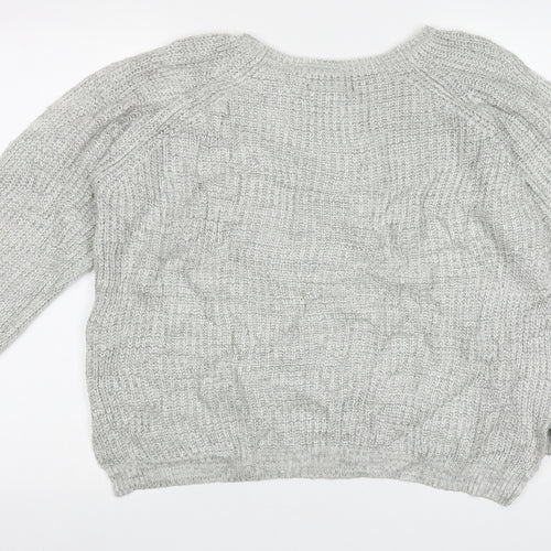 Atmosphere Womens Grey Boat Neck  Acrylic Pullover Jumper Size 12   - cold shoudler