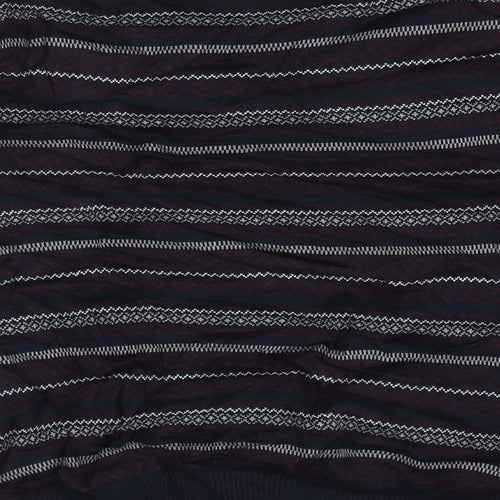 Lc walkiki Mens Blue Crew Neck Geometric Polyester Pullover Jumper Size XL