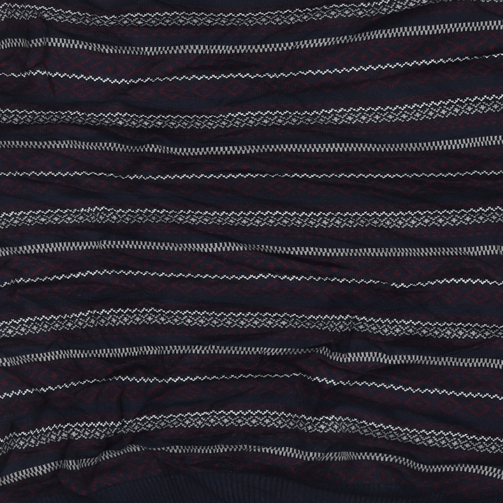 Lc walkiki Mens Blue Crew Neck Geometric Polyester Pullover Jumper Size XL
